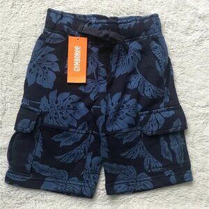 NWT Gymboree boys cargo shorts size 4 blue navy palm leaves 100% cotton NEW
